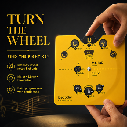 Circle of Fifths Wheel Decoder – Music Theory Tool for Beginners with Built-in Stand for Guitar, Piano & Ukulele