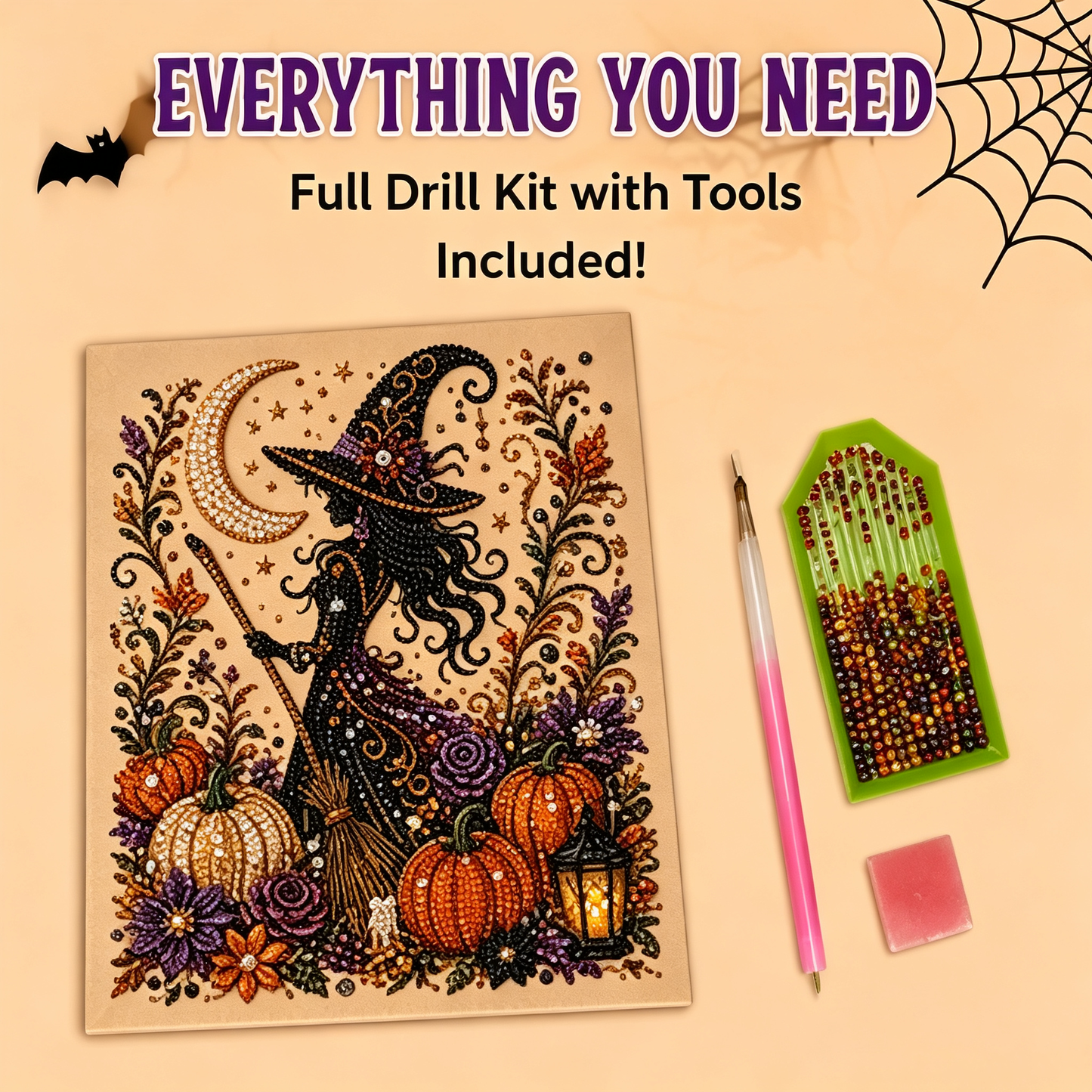 Halloween Pearl Art DIY Kit – Turn Tiny Pearls into Spooky