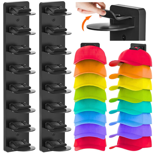 Wall-Mounted Baseball Cap Organizer Rack (8-Tier Single)