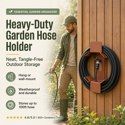 Heavy-Duty Detachable Garden Hose Holder &amp; Storage Rack