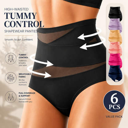 6-Pack X-Cross High-Waist Tummy Control Panties
