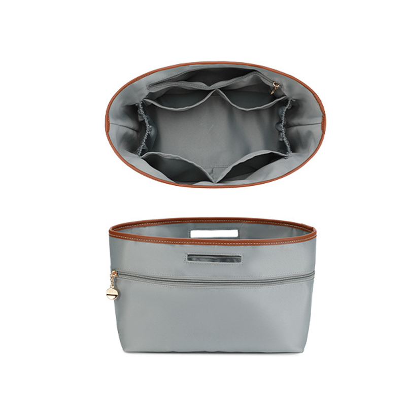 Lightweight waterproof tote bag insert with zippered pocket and cup holder