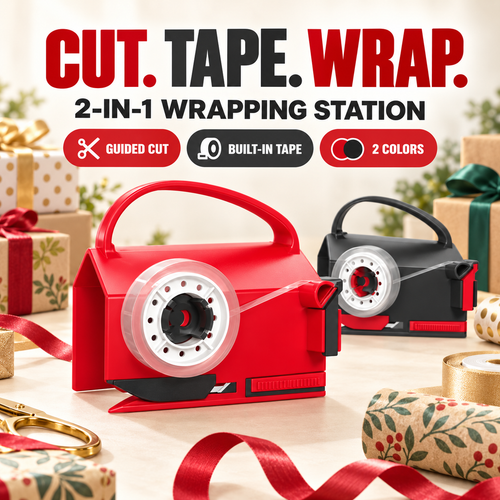 2-in-1 Wrapping Paper Cutter & Tape Dispenser