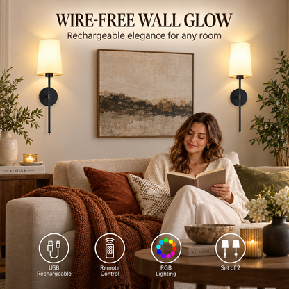 Battery Operated Wall Sconce Set – Rechargeable RGB Remote Lighting