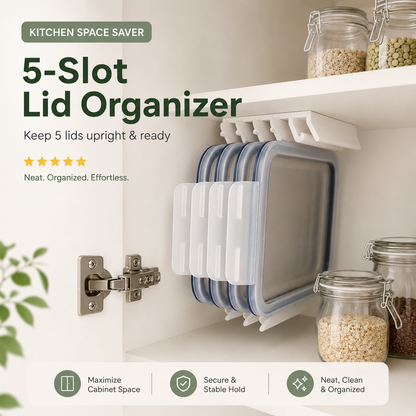 5-Slot Food Storage Lid Organizer Stop Digging. Start Grabbing.