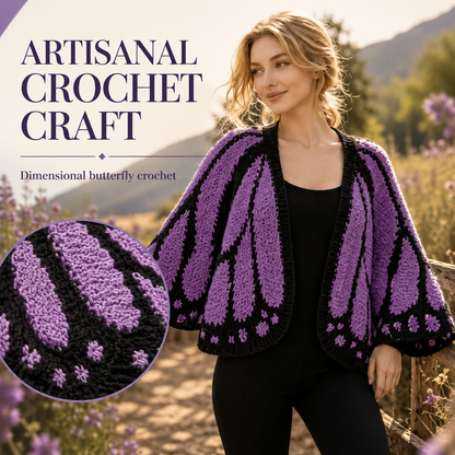 Women's Oversized Butterfly Colorblock Knit Cardigan