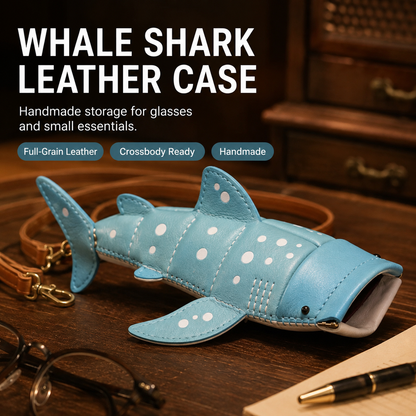 Whale Shark Leather Glasses Case & Crossbody Bag