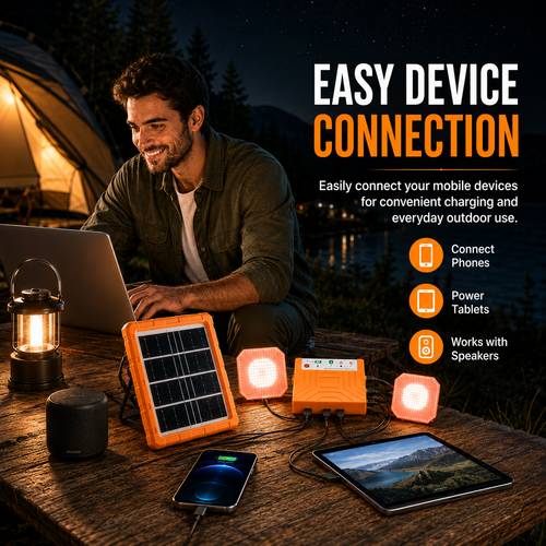 ☀️ Portable Solar Power Station & Outdoor Solar Generator Kit — All-In-One Backup Power, USB Device Hub & LED Camping Light 🏕️🔋