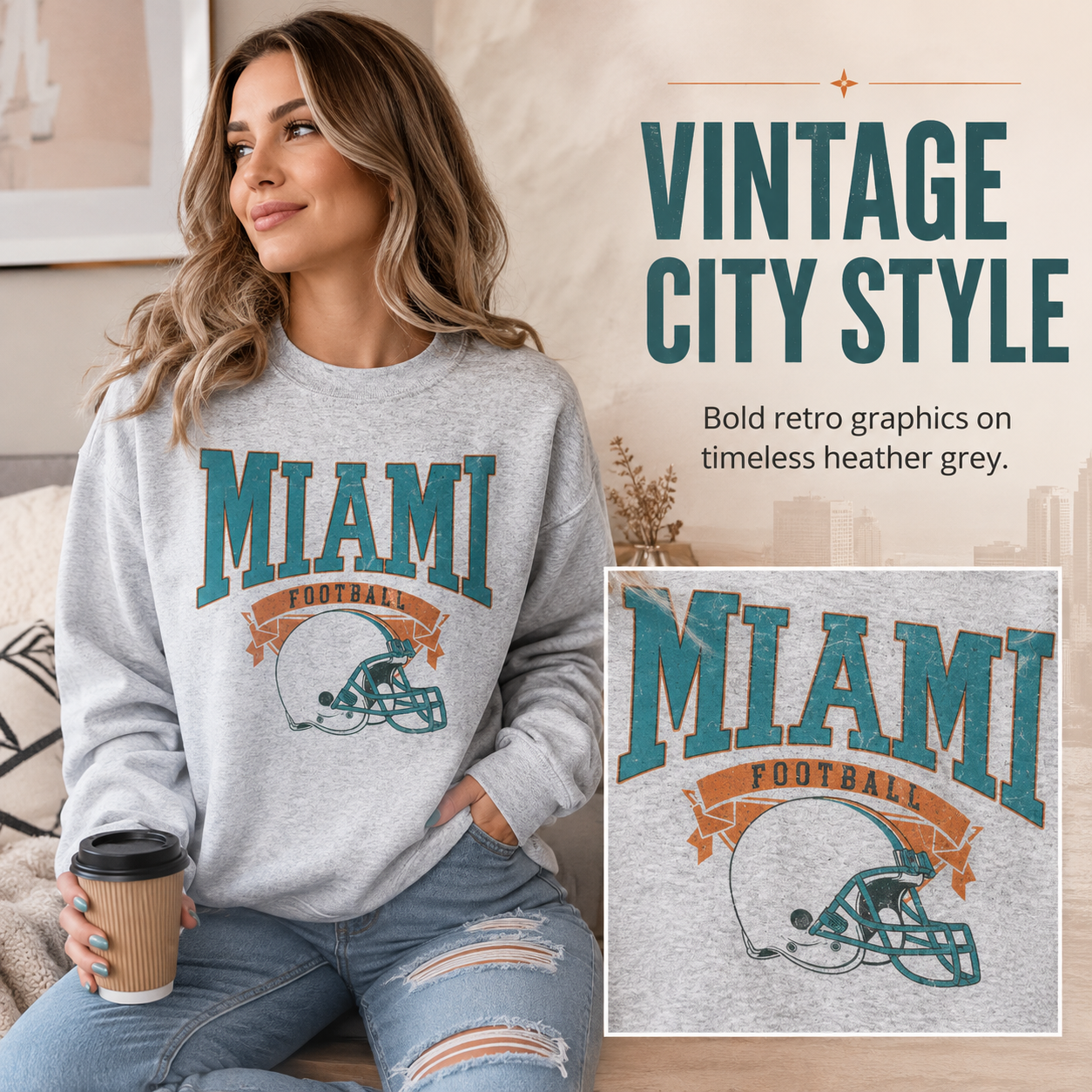 Vintage U.S. City Graphic Oversized Sweatshirt