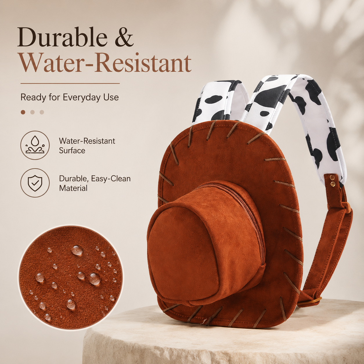 Retro Denim Hat Design Backpack - Stylish & Spacious Everyday Travel Companion