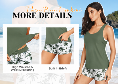 Three Piece Tankini with Shorts