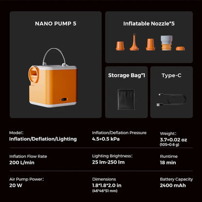 Bamafrontierman™ Portable Mini Air Pump with LED Light