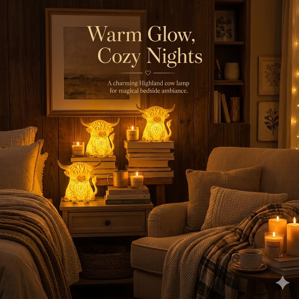 Rechargeable Highland Cow Night Light – Magical 3D Glow Lamp