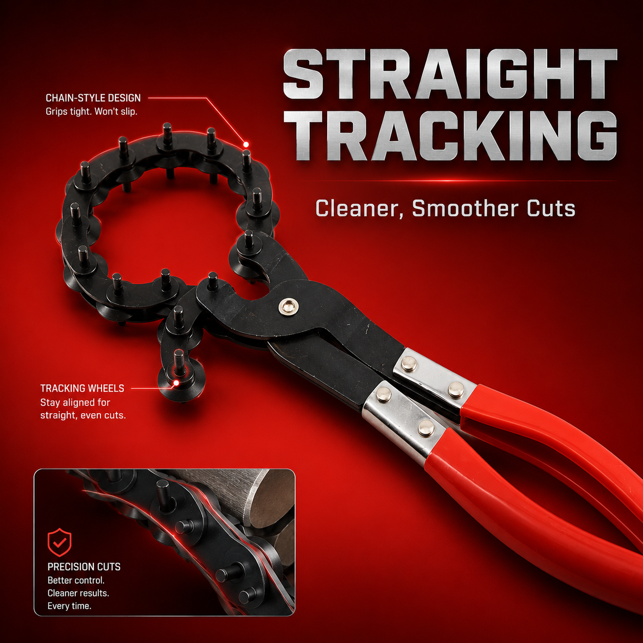 Heavy-Duty Exhaust Pipe Cutter Wrench - Professional Carbon Steel Chain Tubing Tool for Mild Steel, Aluminum & Copper