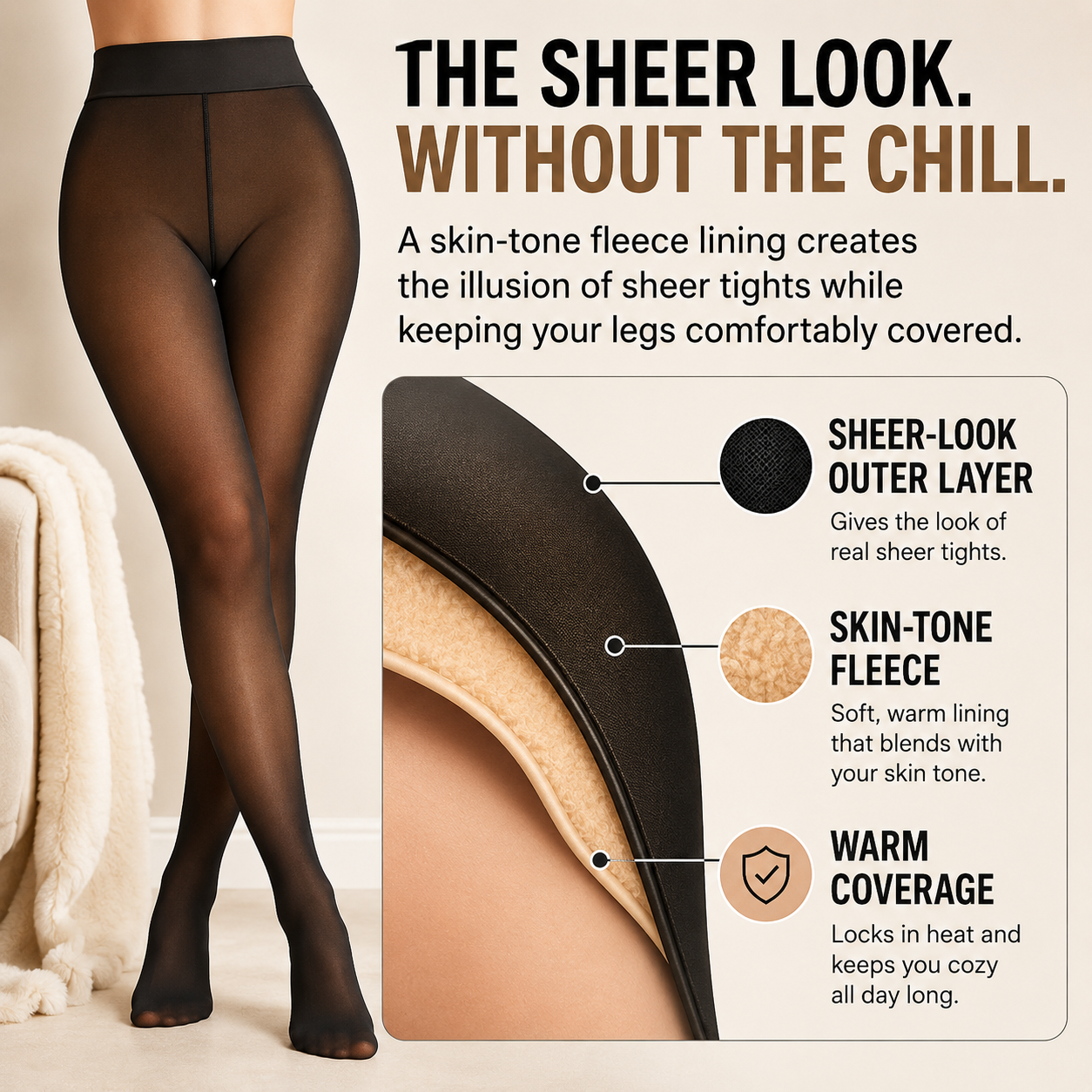 Ultra-Warm Fleece-Lined Fake-Sheer Tights | Flawless Winter Style
