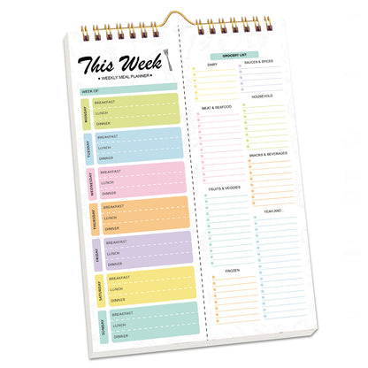 Undated Weekly Meal Planner: 52 Double-Sided Sheets, Grocery List