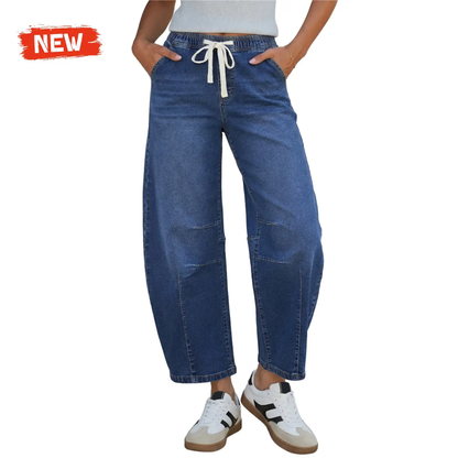 Women's high-waisted stretch wide-leg jeans