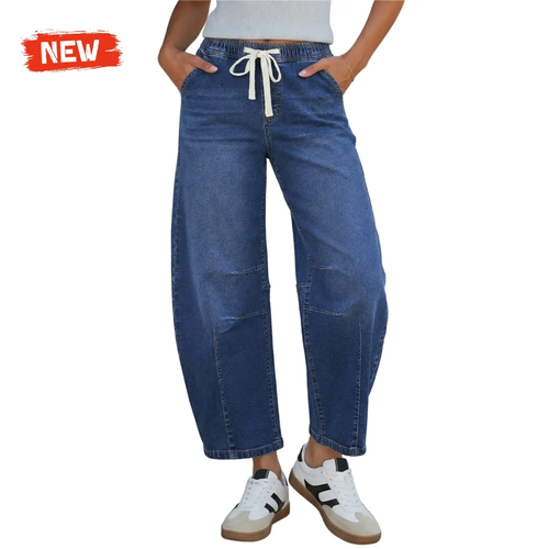 Women's high-waisted stretch wide-leg jeans