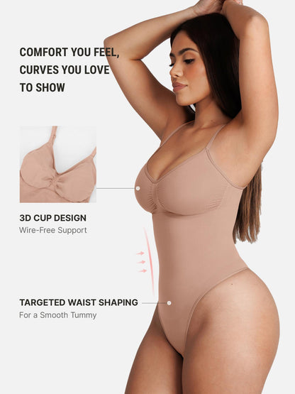 Breathable Seamless Shapewear Bodysuit with Tummy Control & Open Gusset