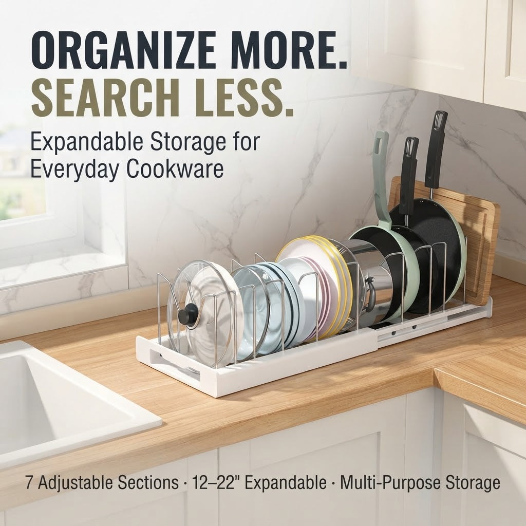 Expandable Pot Lid & Pan Organizer Rack