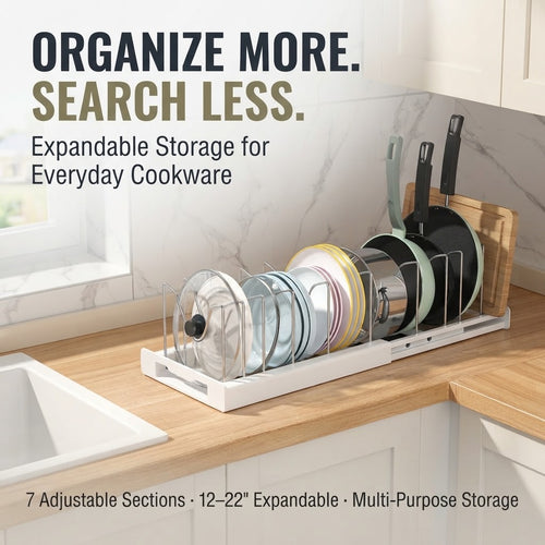 Expandable Pot Lid & Pan Organizer Rack