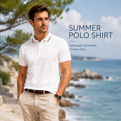 Men's Cool & Breathable Summer Polo Shirt – Stretch Slim Fit
