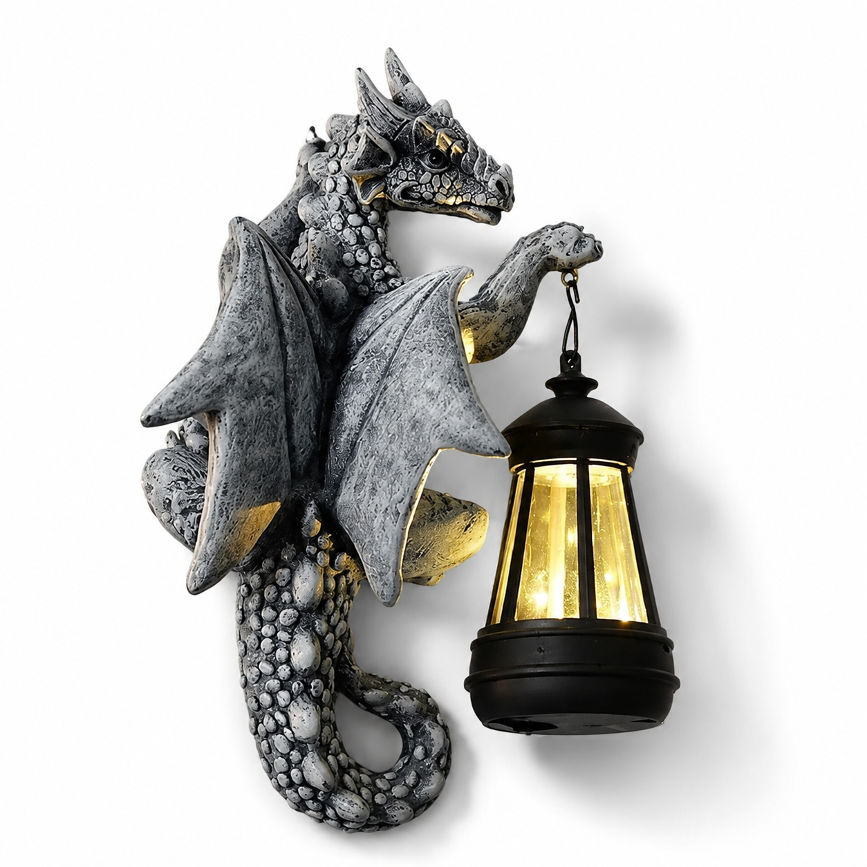 Solar Dragon Sculpture – Fantasy Garden Guardian with Enchanted Glow