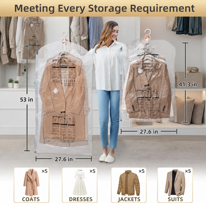 Hanging Vacuum Space Saver Bags for Clothes with 5-Layer Seal for Multiple Clothing Types