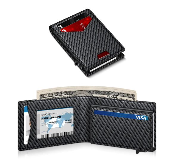Men's Minimalist RFID Blocking Pop-Up Bifold Wallet with Magnetic Closure