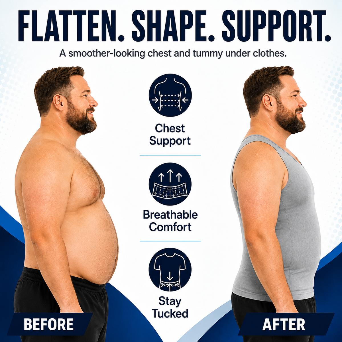 Men's Sleeveless Compression Shirts - Slim Body Shaping Undershirts
