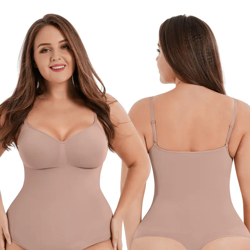 Breathable Seamless Shapewear Bodysuit with Tummy Control & Open Gusset