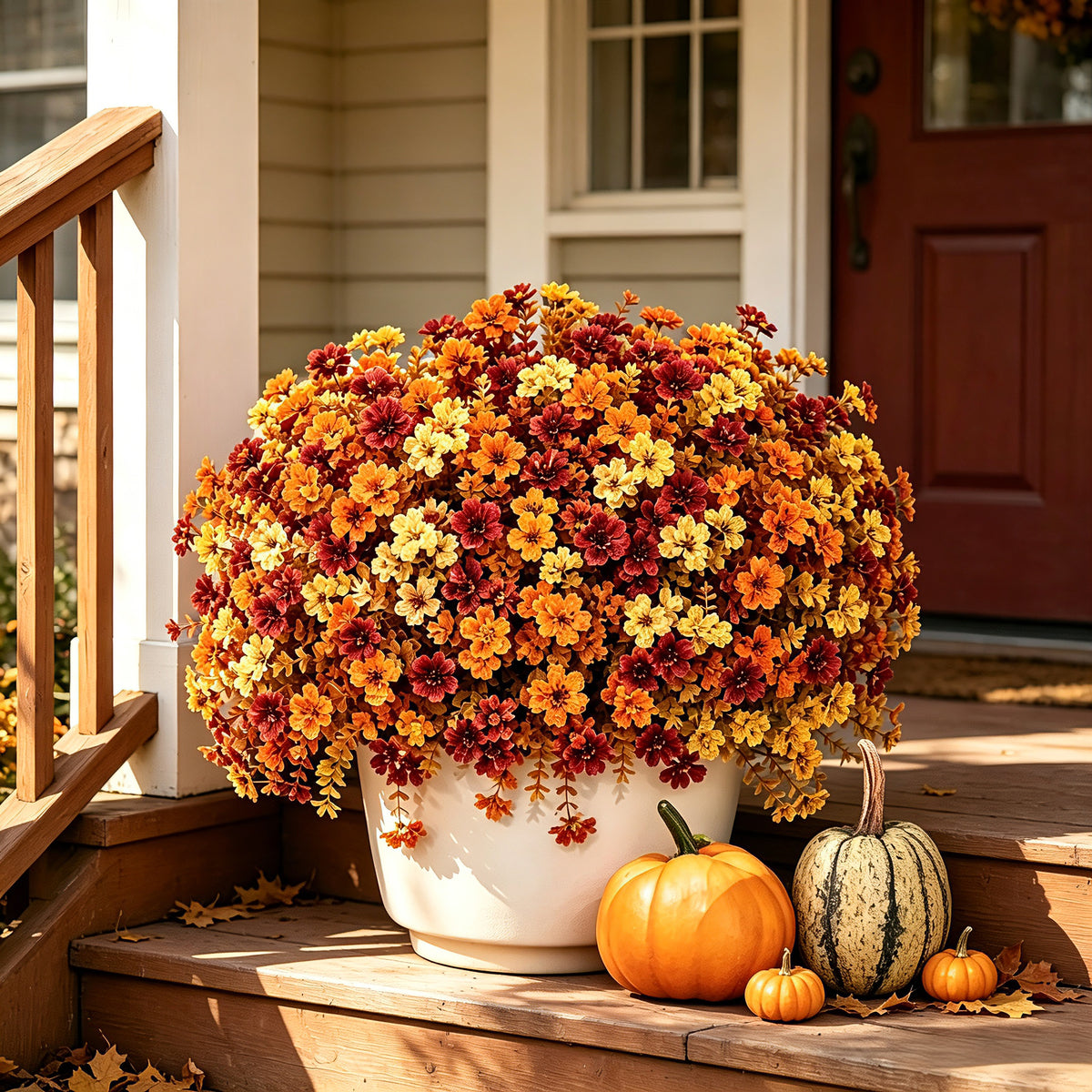Fall Artificial Flowers, UV Resistant Faux Bouquets for Outdoor & Home Decor