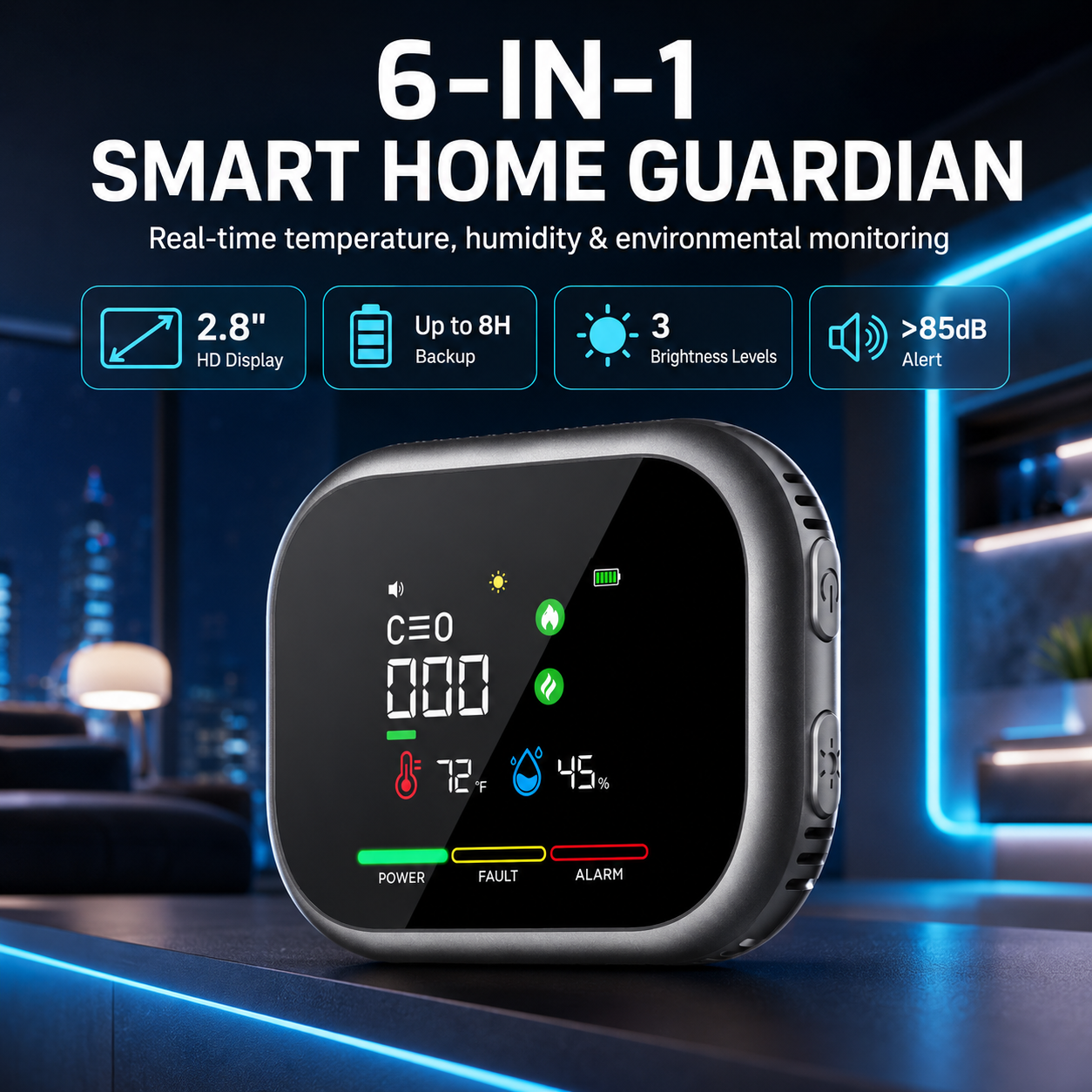 6-in-1 Smart Home Environmental Monitor