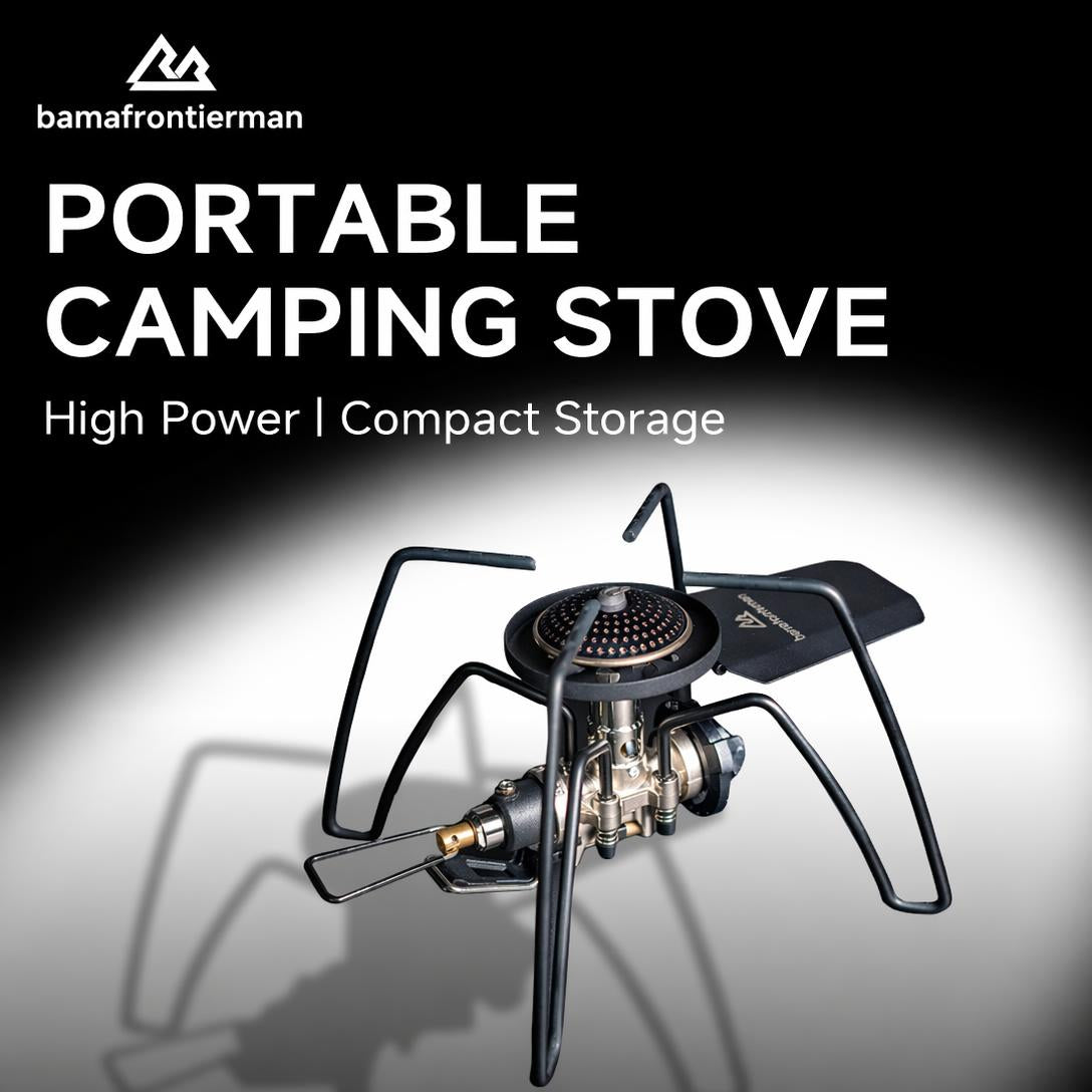 Windproof Camping Stove — One-Click Ignition, Foldable Design & Stable Cooking Power