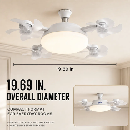 2-in-1 Socket Ceiling Fan with Dimmable LED Light & Remote