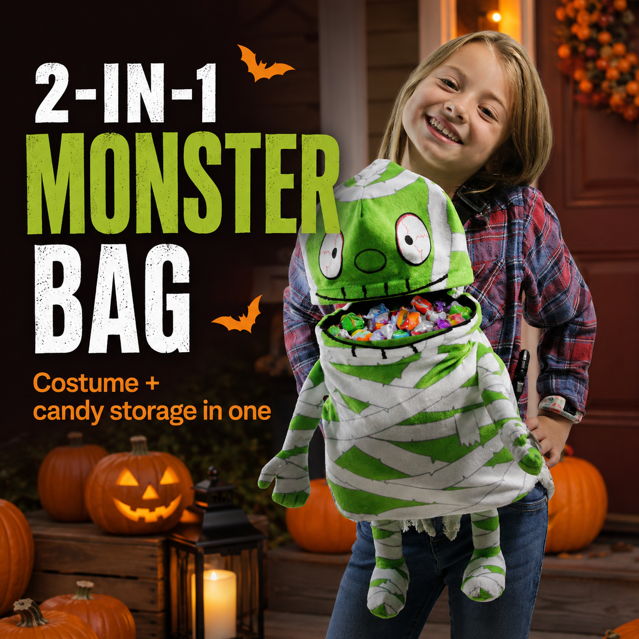 Kids Halloween Trick-or-Treat Plush Backpack Bag