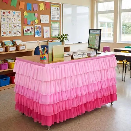 Slip-On Ruffle Table Skirt – No Clips, No Pins, No Hassle