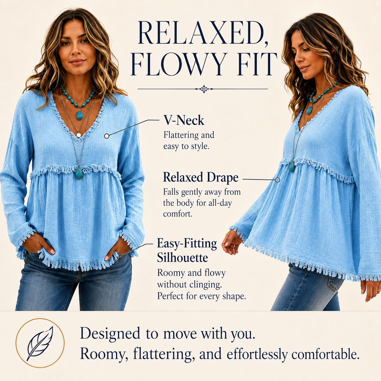 Bohemian Charm Fringe V-Neck Pullover — Effortless Elegance