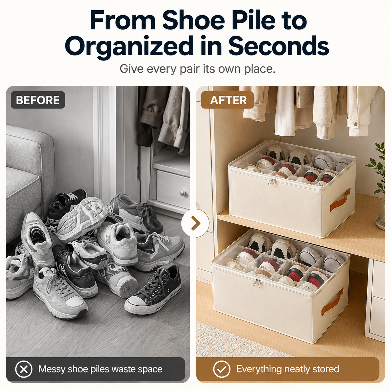Collapsible Plastic Shoe and Pants Storage Organizer Box
