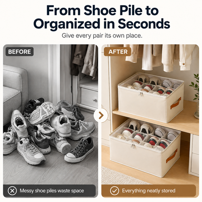 Collapsible Plastic Shoe and Pants Storage Organizer Box