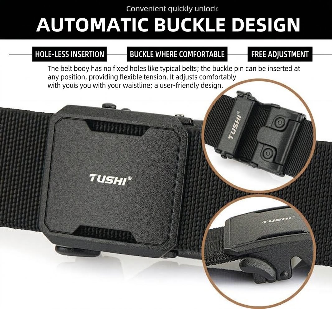 Quick-Release Tactical Belt – Heavy-Duty 1000D Nylon Work Belt