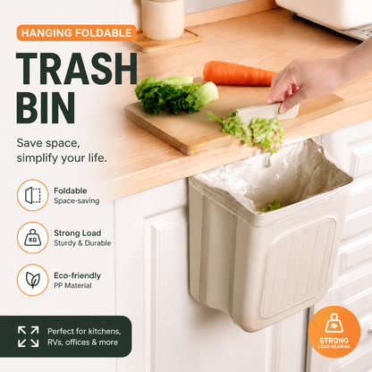 Foldable Hanging Trash Can 1.6 Gallon | Space-Saving Bin for Kitchen, RV, Car & Camping