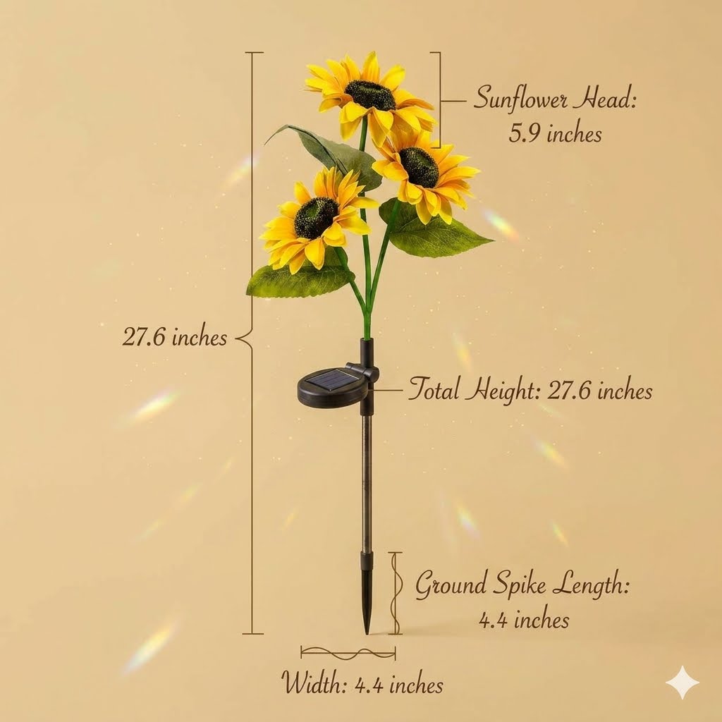 Enchanted Garden 30” Solar Sunflowers - Dual-Mode Light-Up Fiber Optic Yard Stakes