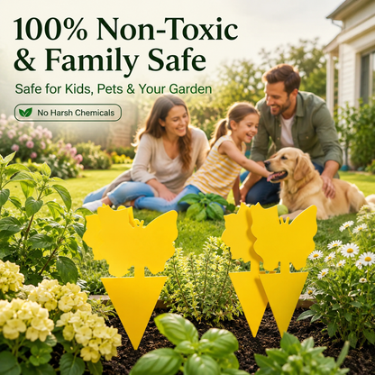 Heavy-Duty Sticky Bug Traps – Non-Toxic Double-Sided Plant Fly Catcher for Indoor & Outdoor Garden Pests