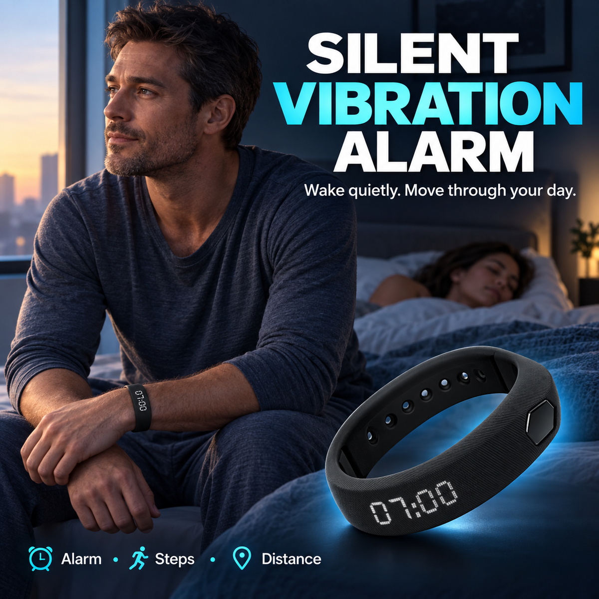 😴Smart Vibration Alarm Wristband for Heavy Sleepers & Activity Tracking😴