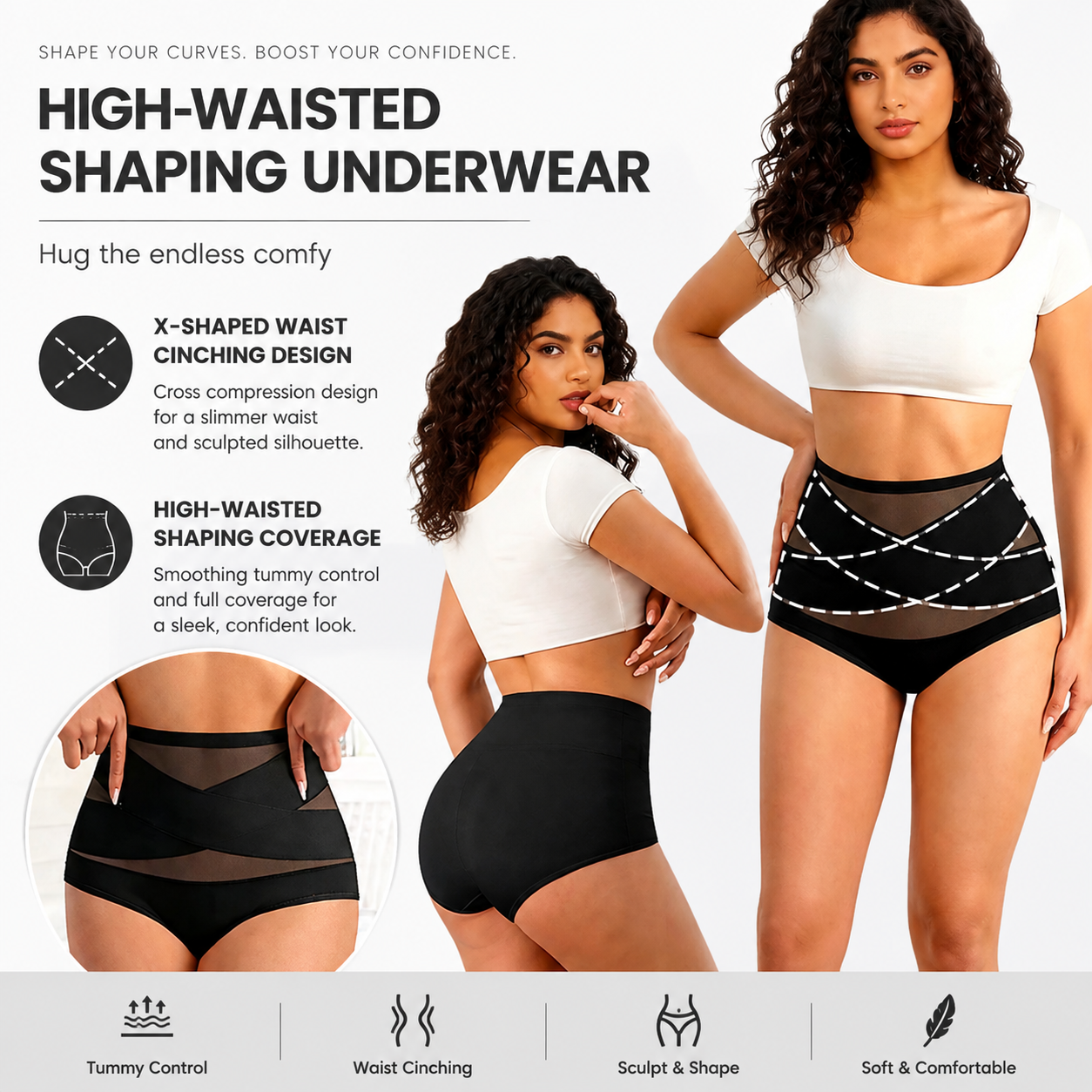 6-Pack X-Cross High-Waist Tummy Control Panties