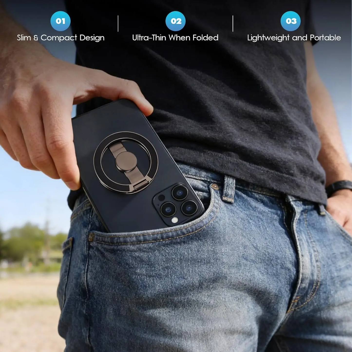 Ultra-Slim Magnetic Phone Grip Stand & Fidget Spinner – 360° Rotating