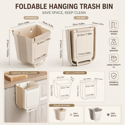 Foldable Hanging Trash Can 1.6 Gallon | Space-Saving Bin for Kitchen, RV, Car & Camping