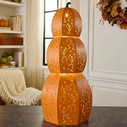 ✨ Stackable LED Pumpkin Lanterns with Skull & Skeleton Shadows