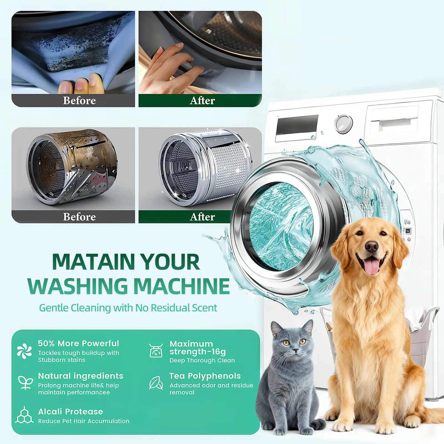 Washing machine deep cleaning tablets – neutralize various odors